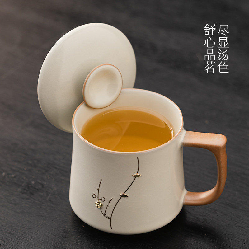 锯钉汝窑茶杯马克杯个人专用杯办公杯中式喝茶杯水杯送礼高档礼盒,淘宝优惠券,粉丝福利购,淘宝优惠卷