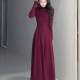 Elegant and warm long-sleeved dress for women 2024 new autumn and winter large skirt with waist and slimming A-line long skirt