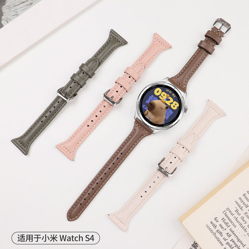 适用于小米手表Watch5/S5表带S4/S4 Sport复古港风41mm皮质小蛮腰腕带S3/S2/S1智能WatchPro替换带Color女款 - 图3