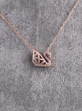 黑白天鹅镀18k玫瑰金吊坠包邮