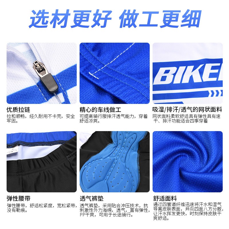 新款bikeboy骑行服男女夏季山地车短袖套装自行车上衣骑行裤服装 - 图1