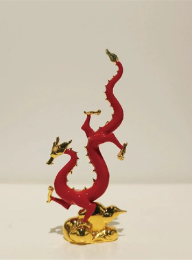 2024龙年吉祥物西安博物馆文创鎏金铁心铜龙飞龙在天金属摆件礼品