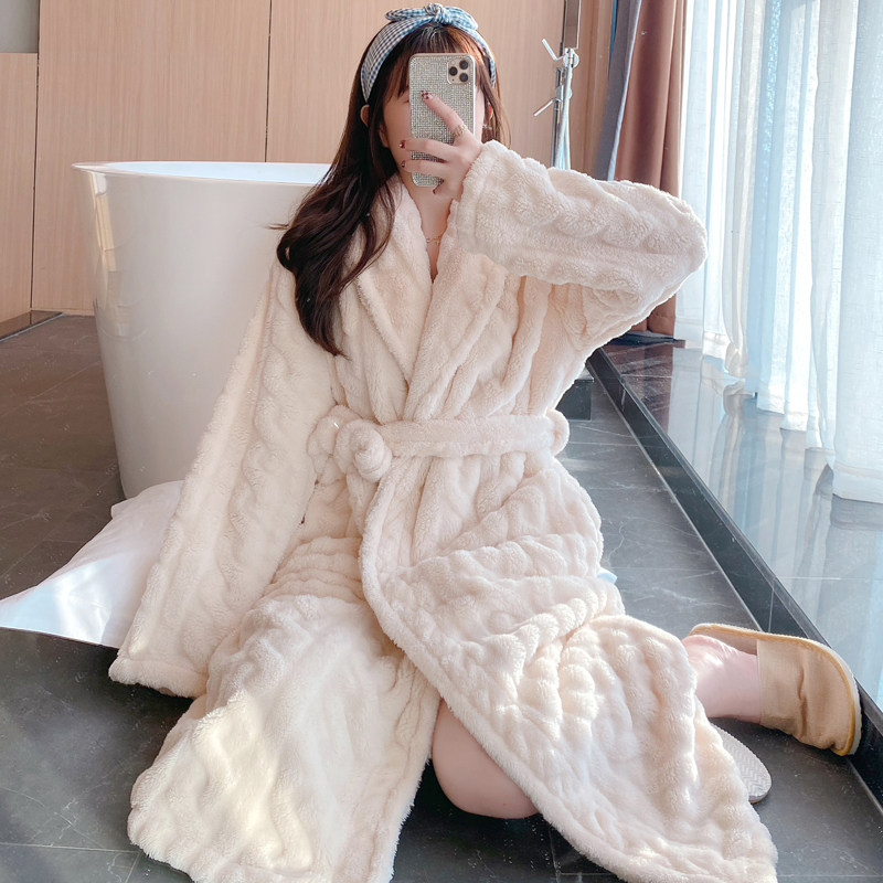 2022年新款秋冬季法兰绒加绒浴袍 玛宝娜睡袍/浴袍