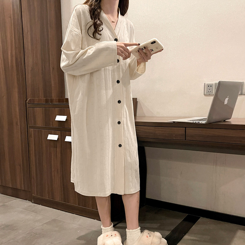 春秋长袖睡裙甜美可爱宽松纯棉睡衣 玛宝娜睡裙