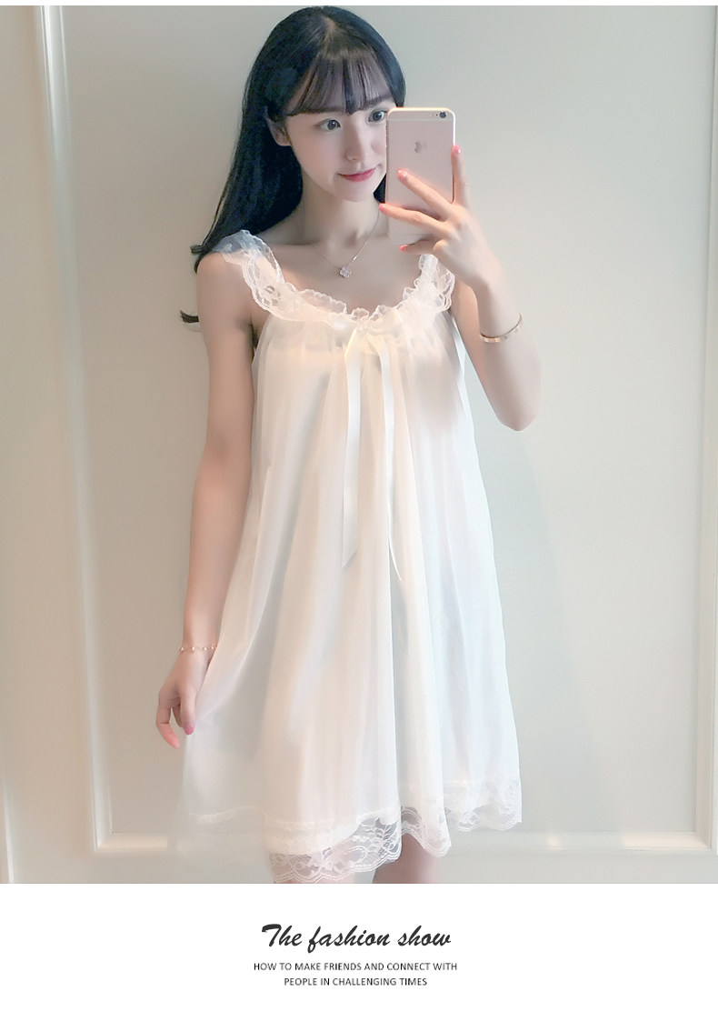 夏季纯棉睡裙甜美性感带胸垫吊带裙 玛宝娜睡裙