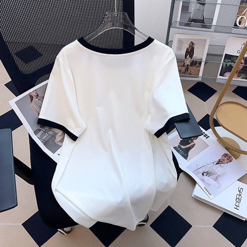 七月原创大码女装~净面撞色加肥加大宽松大版纯色短袖T恤女300斤,淘宝优惠券,粉丝福利购,淘宝优惠卷