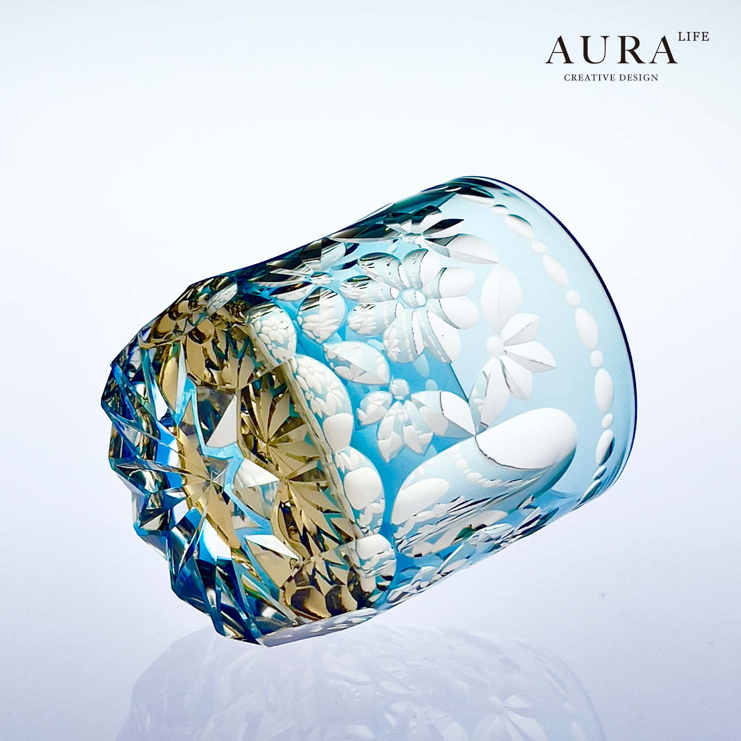 AURA'S江户切子限量高端轻奢手雕水晶玻璃杯威士忌酒杯洋酒杯送礼 - 图1
