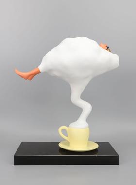 欧式创意咖啡杯女孩树脂摆件样板间客厅电视柜玄关酒柜家居装饰品