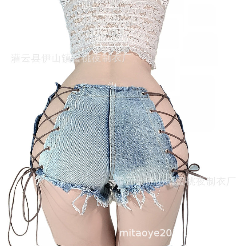 牛仔短裤性感破洞牛仔裤女式低腰拉链夜店女郎表演热裤制服,淘宝优惠券,粉丝福利购,淘宝优惠卷
