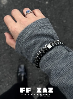 FF假朋友天然石钛钢双层手链男女