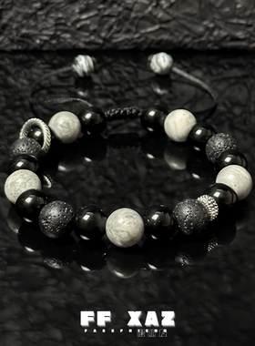FF假朋友男女火山石编绳潮流手链