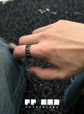 FF假朋友原创裂缝做旧戒指钛钢