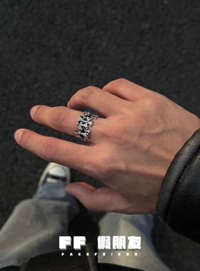 暗黑十字架戒指开口男女同款