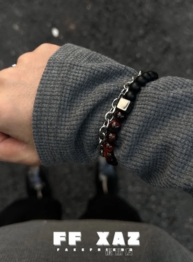 FF假朋友虎眼石钛钢双层手链男女