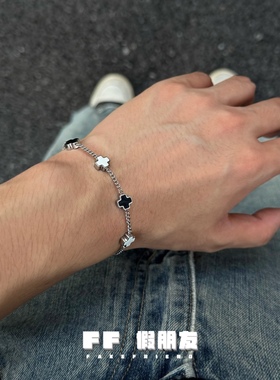 FF假朋友黑白拼接十字架手链