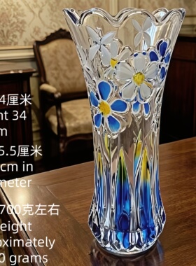 晶雕彩复古玻璃圆柱梅花花瓶