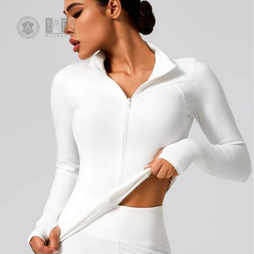 欧弹瑜伽服户外跑步运动外套显瘦健身服瑜伽上衣长袖女 - 图0