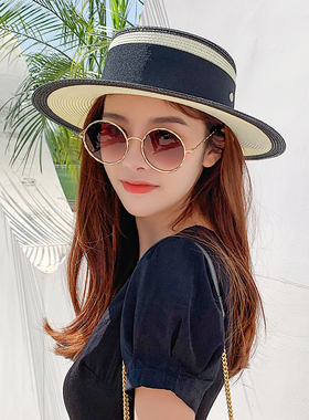女夏天遮阳防晒帽子英伦百搭草帽