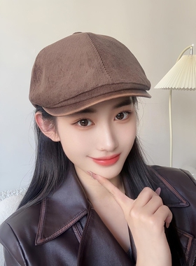 复古前行纯色小反戴鸭舌帽