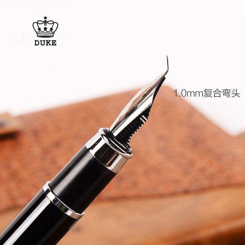 Duke/公爵碳纤复合弯头美工钢笔礼盒装1.2笔尖成人练字专用铱金美工笔硬笔练字书法艺术绘画速写钢笔刻字定制_虎窝淘