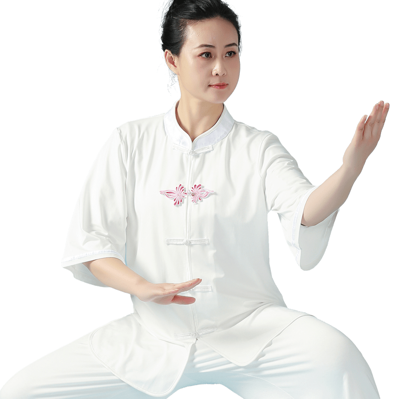 武士龙太极服女式中短袖武术服秋季太极拳练功服套装团体表演服 - 图3
