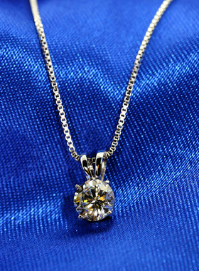 四爪锆石吊坠韩国纯银短款盒子链