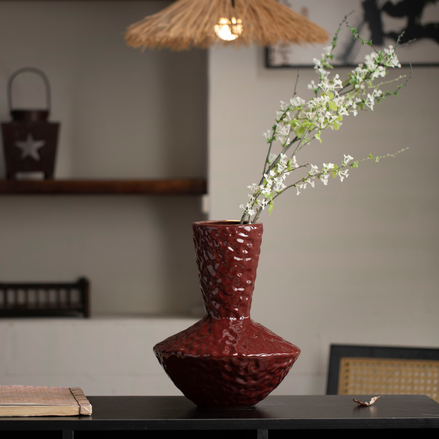 现代简约陶瓷花瓶高级感轻奢花器红色插花摆件酒店民宿客厅装饰品,淘宝优惠券,粉丝福利购,淘宝优惠卷