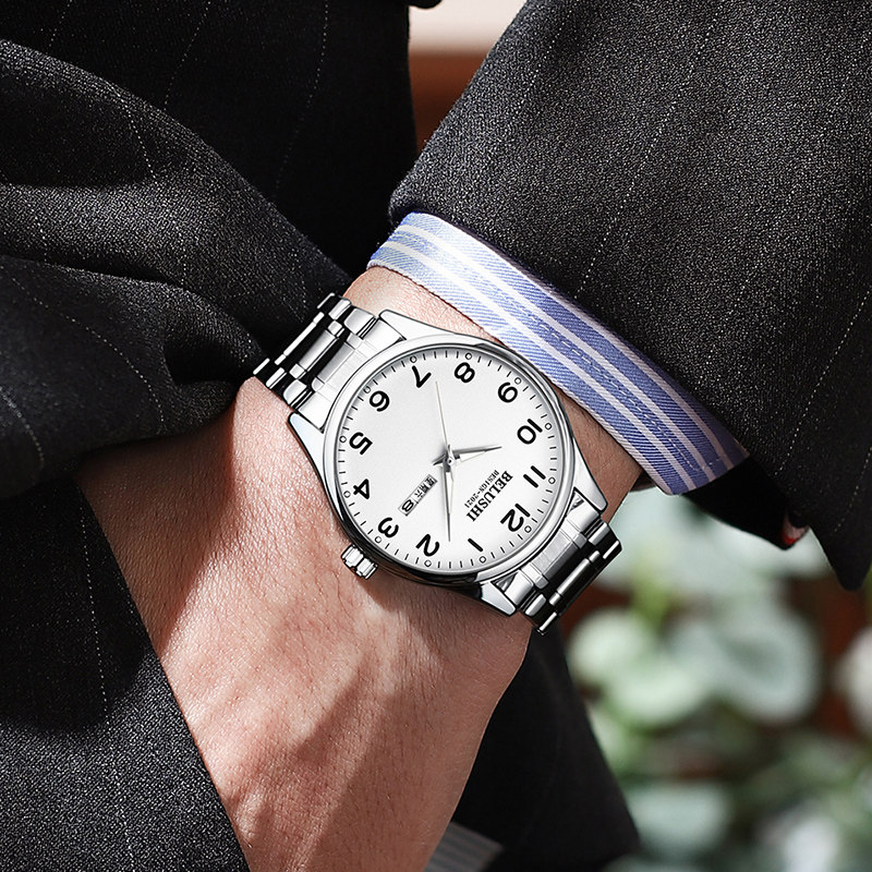 男士爸爸防水夜光老年人钢带石英表 lbiaoh手表国产腕表