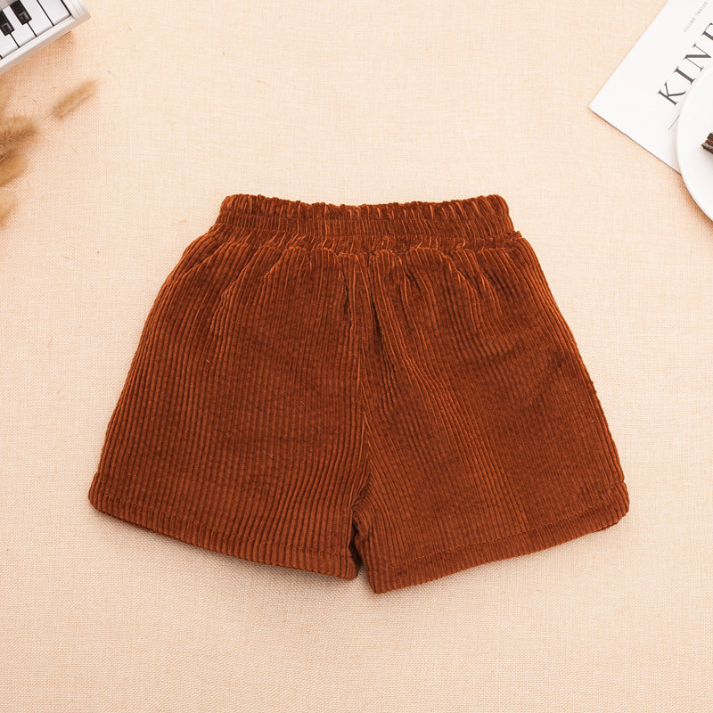 女童加绒灯芯绒短裤2022冬季新款韩版童装裤子中大童百搭阔腿热裤