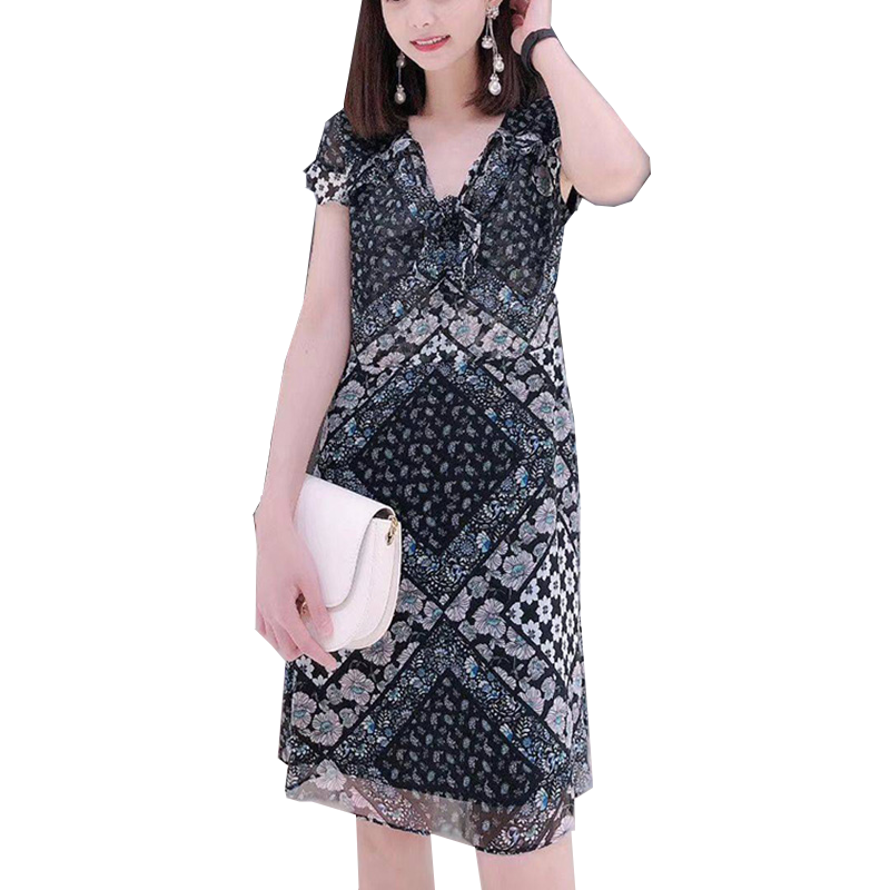 阿玛施旗舰店官网2020夏季新款雪纺 魅言服饰连衣裙