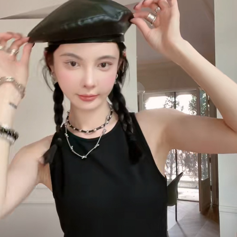 MONA张绮贤同款黑色天然石竹节项链女夏小众高级感串珠锁骨链网红 - 图0