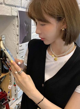 网红13c同款亮银色小众卫衣项链