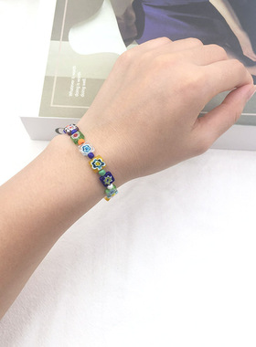 欧阳娜娜同款彩色方块小众设计女