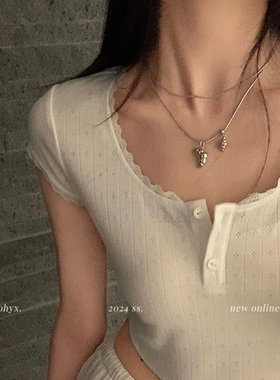 区区欧阳牛角包法式独特双层项链