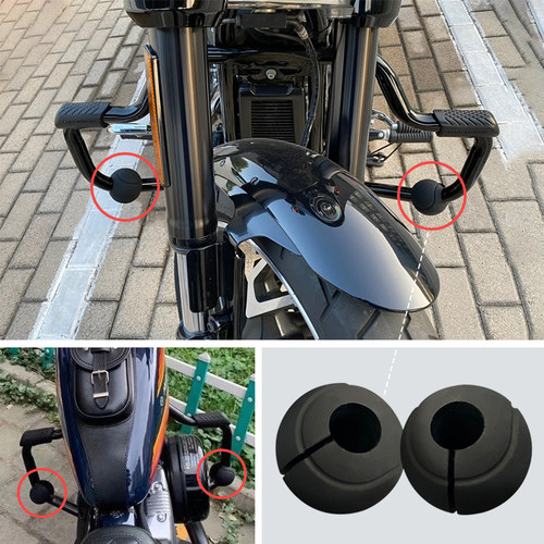 现货适用于印第安哈雷摩托车护杠防撞球保险杠通用黑色橡胶防摔球 - 图0