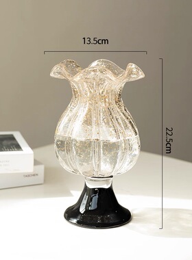 中古芬顿琉璃花瓶摆件风灯高级感洒金高脚杯法式餐桌客厅摆件
