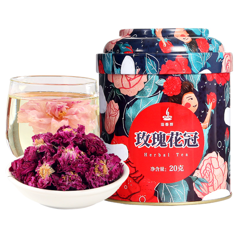 溢香醇旗舰店溢香醇罐装玫瑰花冠平阴玫瑰花茶大朵干重瓣玫瑰花泡水花草茶茶叶0
