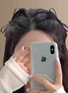 猫女的心事高级感皮质蝴蝶结发夹侧边刘海夹子前额头饰碎发鸭嘴夹