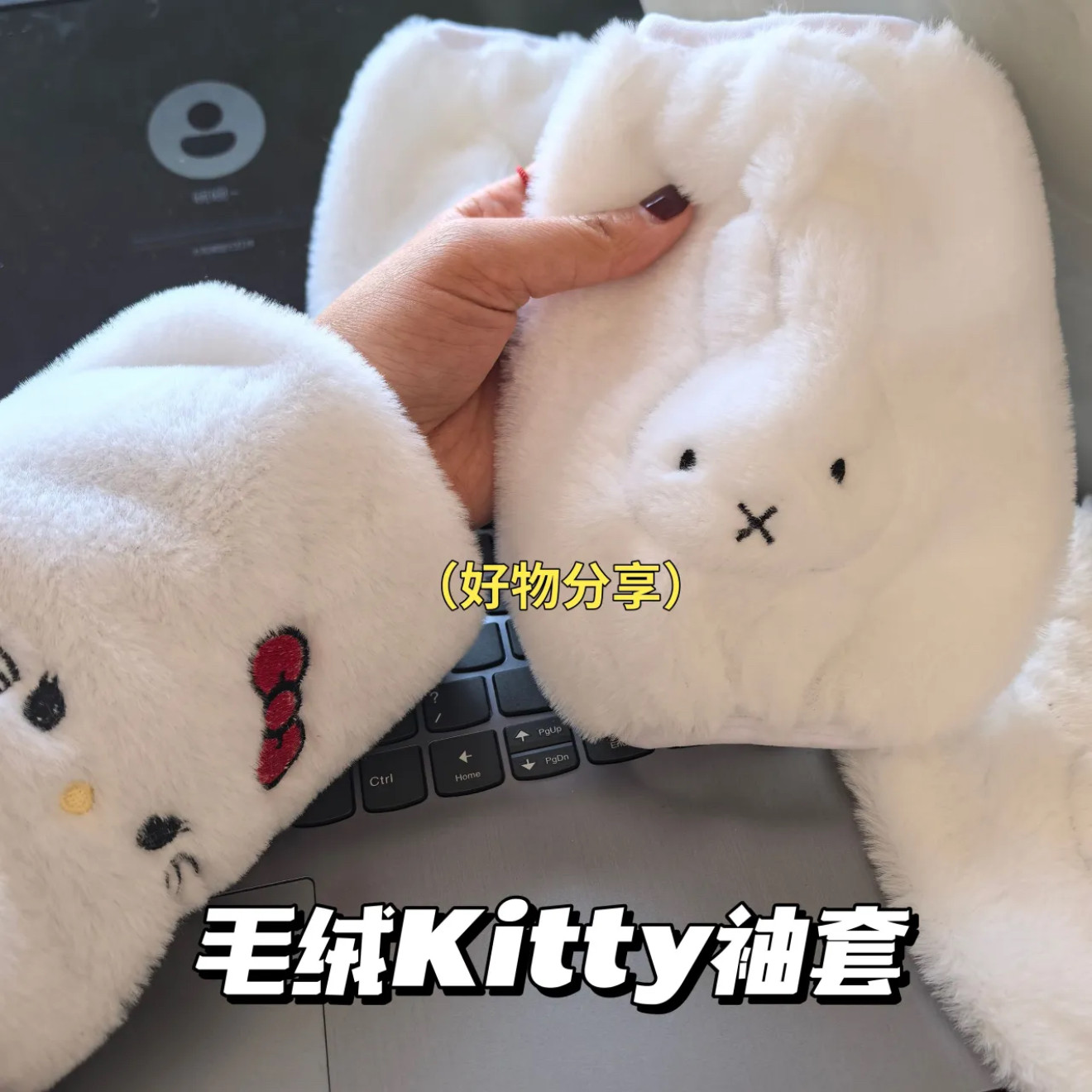 袖套hellokitty凯蒂猫护袖羽绒服加厚保暖冬季上班防脏长袖套可爱,淘宝优惠券,粉丝福利购,淘宝优惠卷