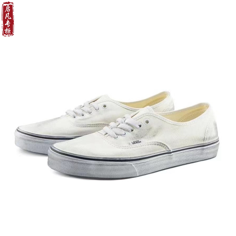 VANS Authentic黑白复古街头男女脏脏鞋VN000EE3BZW/VN000EE3WWW - 图0