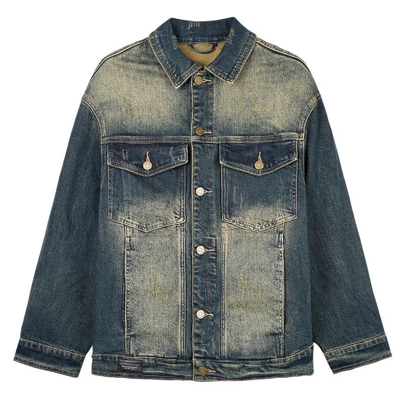才子男装复古做旧牛仔外套男2025春季新款多口袋工装风修身上衣潮,淘宝优惠券,粉丝福利购,淘宝优惠卷