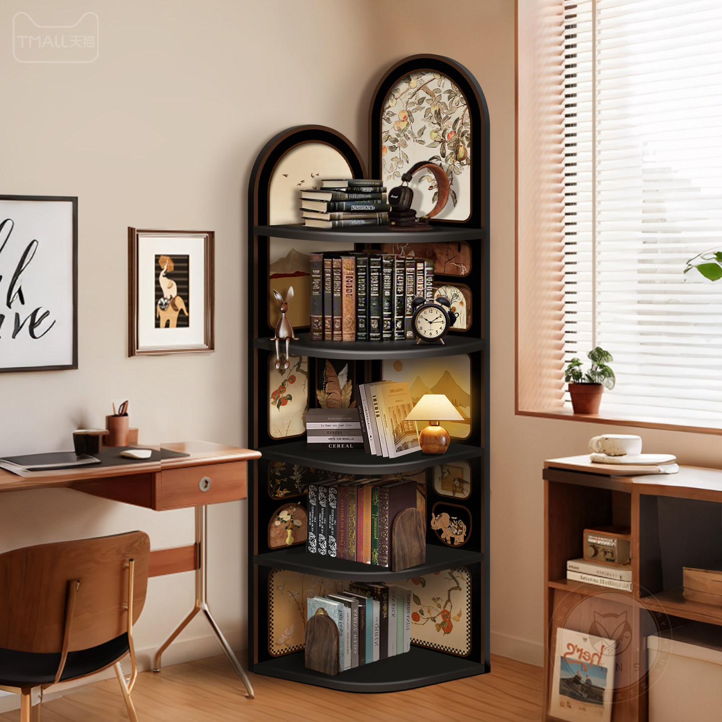 法式中古风客厅置物架高端拐角柜三角落地收纳柜卧室转角装饰摆件,淘宝优惠券,粉丝福利购,淘宝优惠卷