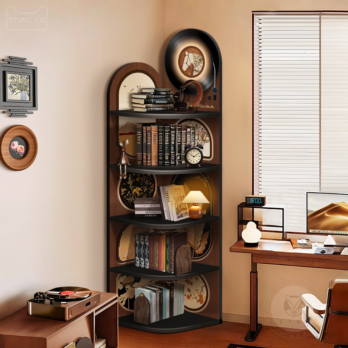 法式中古风客厅置物架高端拐角柜三角落地收纳柜卧室转角装饰摆件,淘宝优惠券,粉丝福利购,淘宝优惠卷