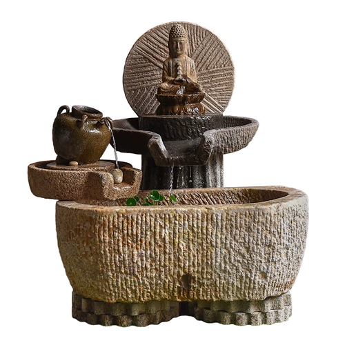 Lao Shi Shi Grinting Stone Groove Будда статуя комбинация текущей воды дзен -сырая вода Комбинация Будда Гуанпу Фотографии пейзажа чайных ландшафтов.