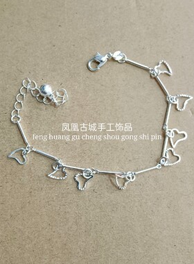 苗银首饰铃铛手链百搭简约手链女学生闺蜜礼物民族风手脚链2条装