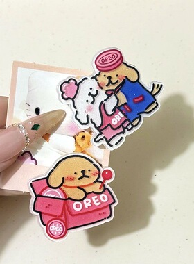 咖色白色小狗发夹小众刘海夹侧边夹小狗可爱高颜值超萌卡通学生