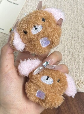 新款可爱少女心焦糖兔甜点兔甜品兔毛绒公仔发夹ins头饰刘海夹女
