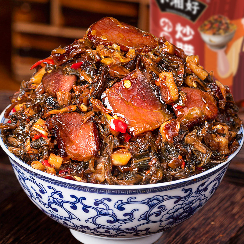 湖南特产外婆菜腊肉即食下饭菜正宗农家菜香辣开味萝卜干咸菜即食