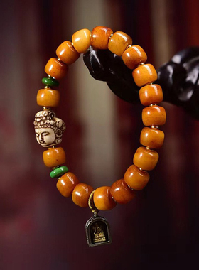 牦牛骨桶珠文玩手串单圈回流骨配饰藏式擦擦佛复古男女手链