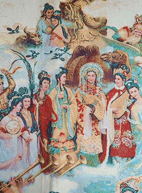 新中式刺绣成品客厅人物风景背景墙装饰画壁画织锦绣瑶池仙会